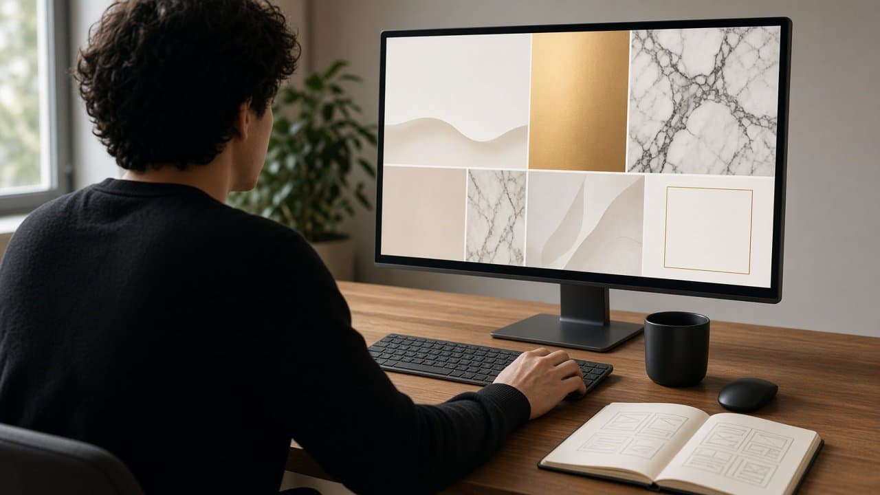 A designer presenting a website layout during a working session